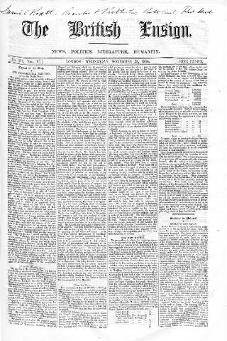 cover page of British Ensign published on November 23, 1864