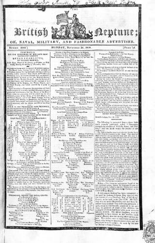 cover page of British Neptune published on November 30, 1818