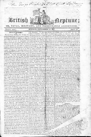 cover page of British Neptune published on November 15, 1819