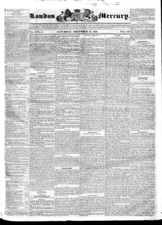 cover page of London Mercury published on December 16, 1826