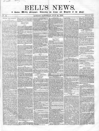 cover page of Bell's News published on July 26, 1856