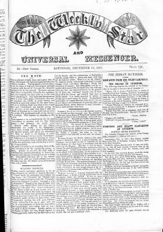 cover page of Weekly Star and Bell's News published on December 19, 1857