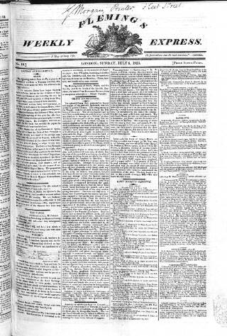 cover page of Fleming's Weekly Express published on July 6, 1823