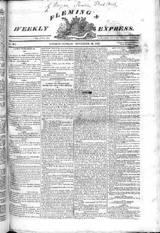 cover page of Fleming's Weekly Express published on November 30, 1823