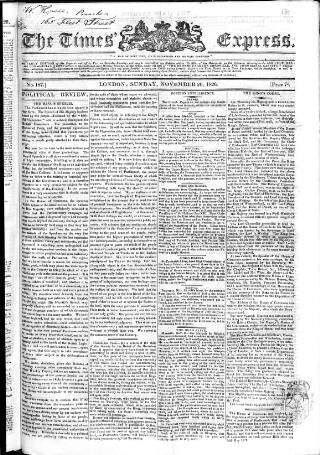 cover page of Fleming's Weekly Express published on November 26, 1826