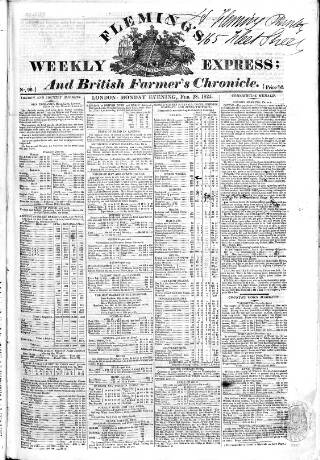 cover page of Fleming's British Farmers' Chronicle published on February 28, 1825