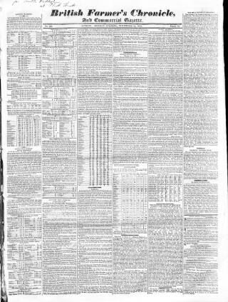 cover page of Fleming's British Farmers' Chronicle published on November 26, 1827