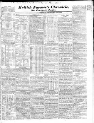 cover page of Fleming's British Farmers' Chronicle published on July 21, 1828