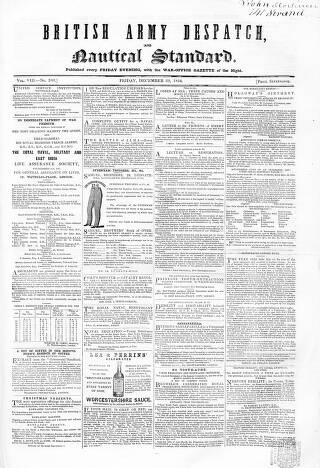 cover page of British Army Despatch published on December 29, 1854