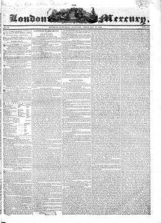 cover page of London Mercury 1828 published on February 16, 1828