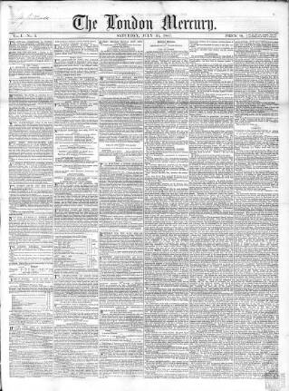 cover page of London Mercury 1847 published on July 31, 1847