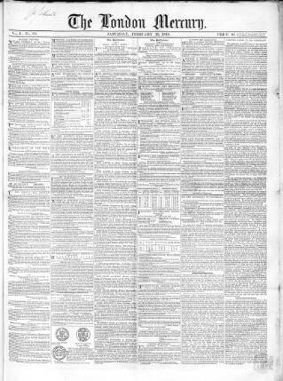 cover page of London Mercury 1847 published on February 19, 1848
