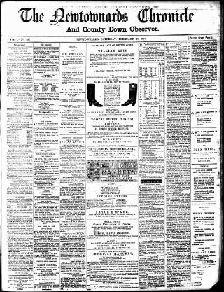 cover page of Newtownards Chronicle & Co. Down Observer published on February 28, 1874