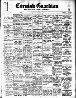 cover page of Cornish Guardian published on July 6, 1939