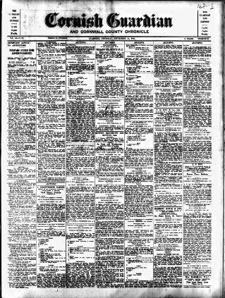 cover page of Cornish Guardian published on September 18, 1941