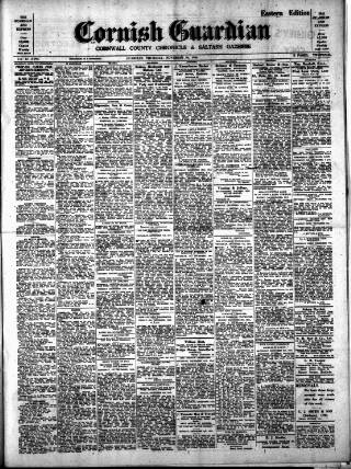 cover page of Cornish Guardian published on November 30, 1944