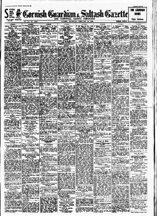 cover page of Cornish Guardian published on February 28, 1952