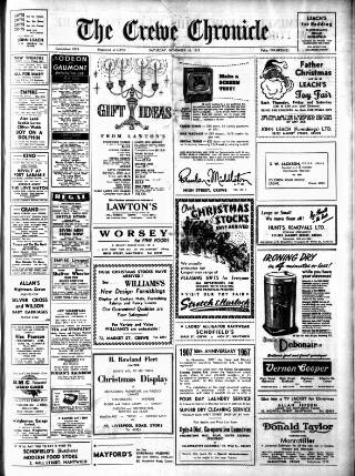 cover page of Crewe Chronicle published on November 30, 1957