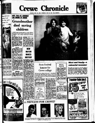 cover page of Crewe Chronicle published on May 29, 1969