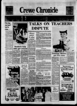 cover page of Crewe Chronicle published on July 6, 1978