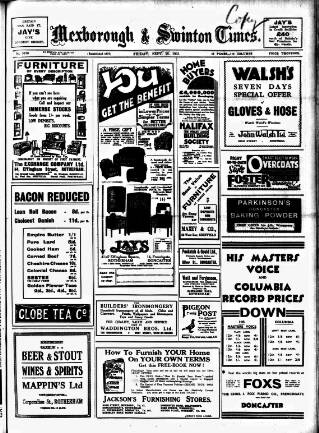 cover page of South Yorkshire Times and Mexborough & Swinton Times published on September 18, 1931