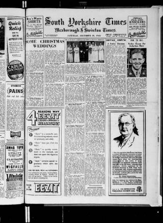 cover page of South Yorkshire Times and Mexborough & Swinton Times published on December 30, 1944