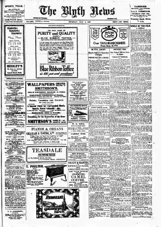 cover page of Blyth News published on July 6, 1922