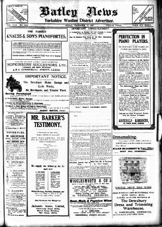 cover page of Batley News published on November 15, 1907