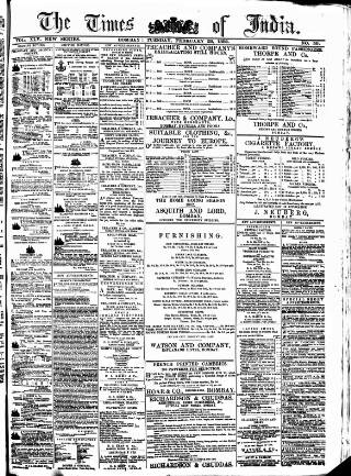 cover page of Times of India published on February 28, 1882