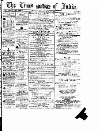 cover page of Times of India published on May 29, 1885