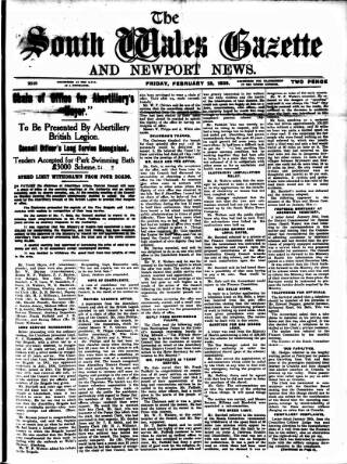 cover page of South Wales Gazette published on February 28, 1936