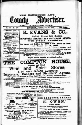 cover page of Barmouth & County Advertiser published on February 28, 1901