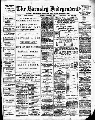 cover page of Barnsley Independent published on September 18, 1897