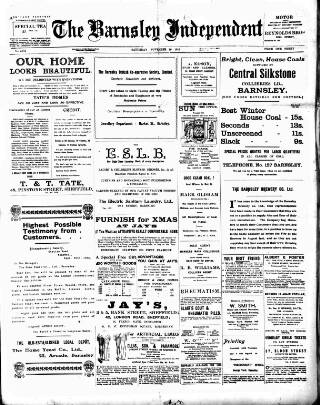 cover page of Barnsley Independent published on November 30, 1912
