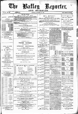 cover page of Batley Reporter and Guardian published on November 30, 1889
