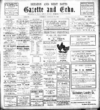 cover page of Beeston Gazette and Echo published on February 28, 1914