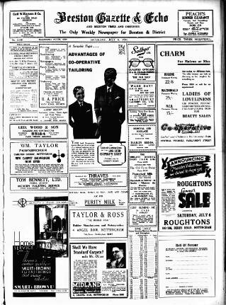 cover page of Beeston Gazette and Echo published on July 6, 1940