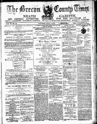 cover page of Brecon County Times published on July 6, 1872
