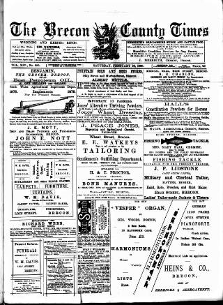 cover page of Brecon County Times published on February 28, 1880