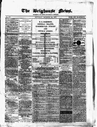cover page of Brighouse News published on December 30, 1871