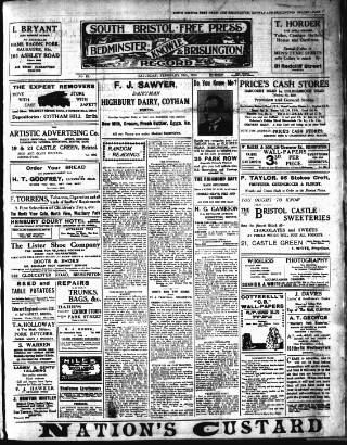 cover page of South Bristol Free Press and Bedminster, Knowle & Brislington Record published on February 28, 1925