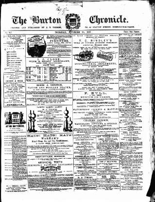 cover page of Burton Chronicle published on November 15, 1866