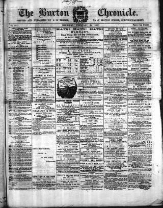 cover page of Burton Chronicle published on February 28, 1867