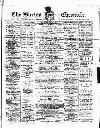 cover page of Burton Chronicle published on December 30, 1869