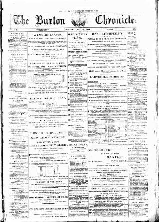 cover page of Burton Chronicle published on May 29, 1884