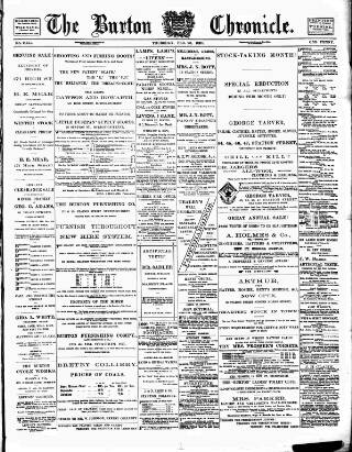 cover page of Burton Chronicle published on February 28, 1889