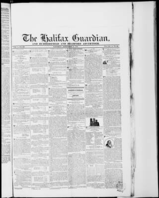 cover page of Halifax Guardian published on September 18, 1841