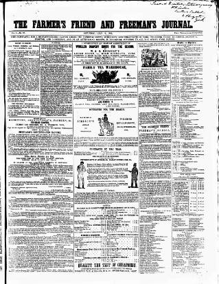 cover page of Farmer's Friend and Freeman's Journal published on July 6, 1850