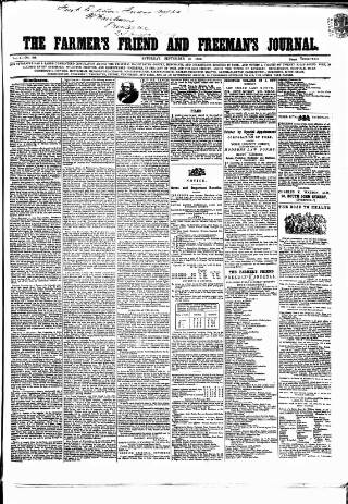 cover page of Farmer's Friend and Freeman's Journal published on September 18, 1852