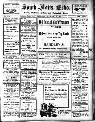 cover page of South Notts Echo published on November 15, 1919